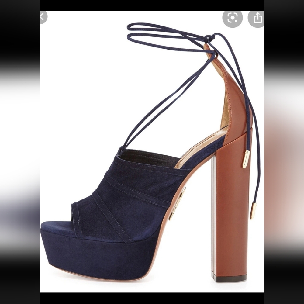 Aquazzura  Very Eugenia‎ 140 Navy Platform Heels
